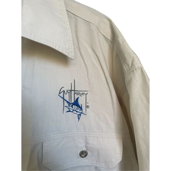 Guy Harvey AFTCO Vented Fishing/ Marlin Shirt Tan M  Short Sleeve Button Up - Picture 2 of 10